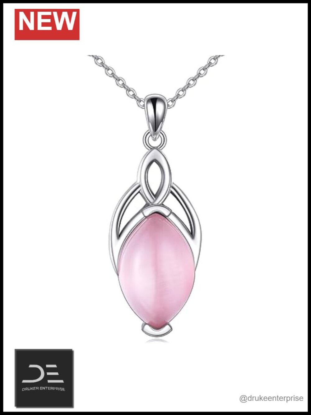 Celtic Natural Stone Pendant Necklace Trinity Knot Sterling Silver